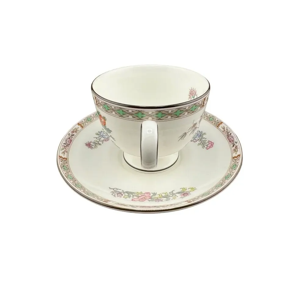 Vintage Wedgwood Bone China Cup & Saucer Kutani Crane Pattern